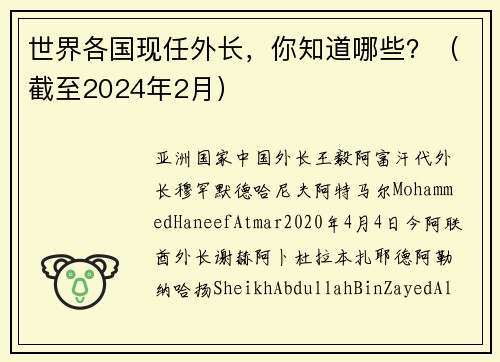 世界各国现任外长，你知道哪些？（截至2024年2月）